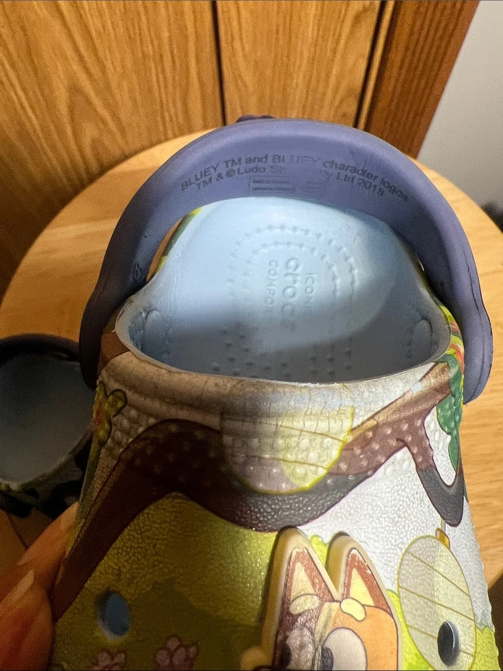 CROCS Blue Kids Cartoon Slip-On Clogs with Red Balloon Accent